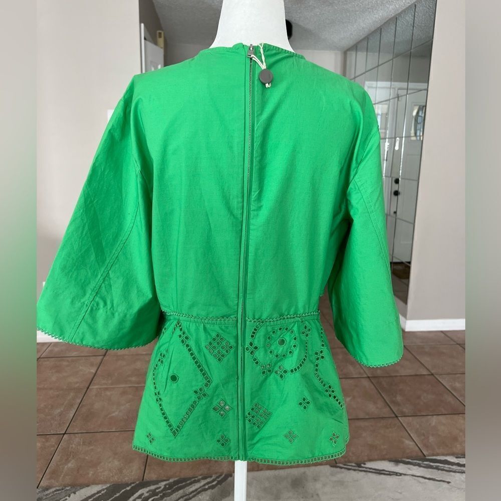GANNI Women’s Green Broderie Anglaise Blouse Top - Picture 8 of 15